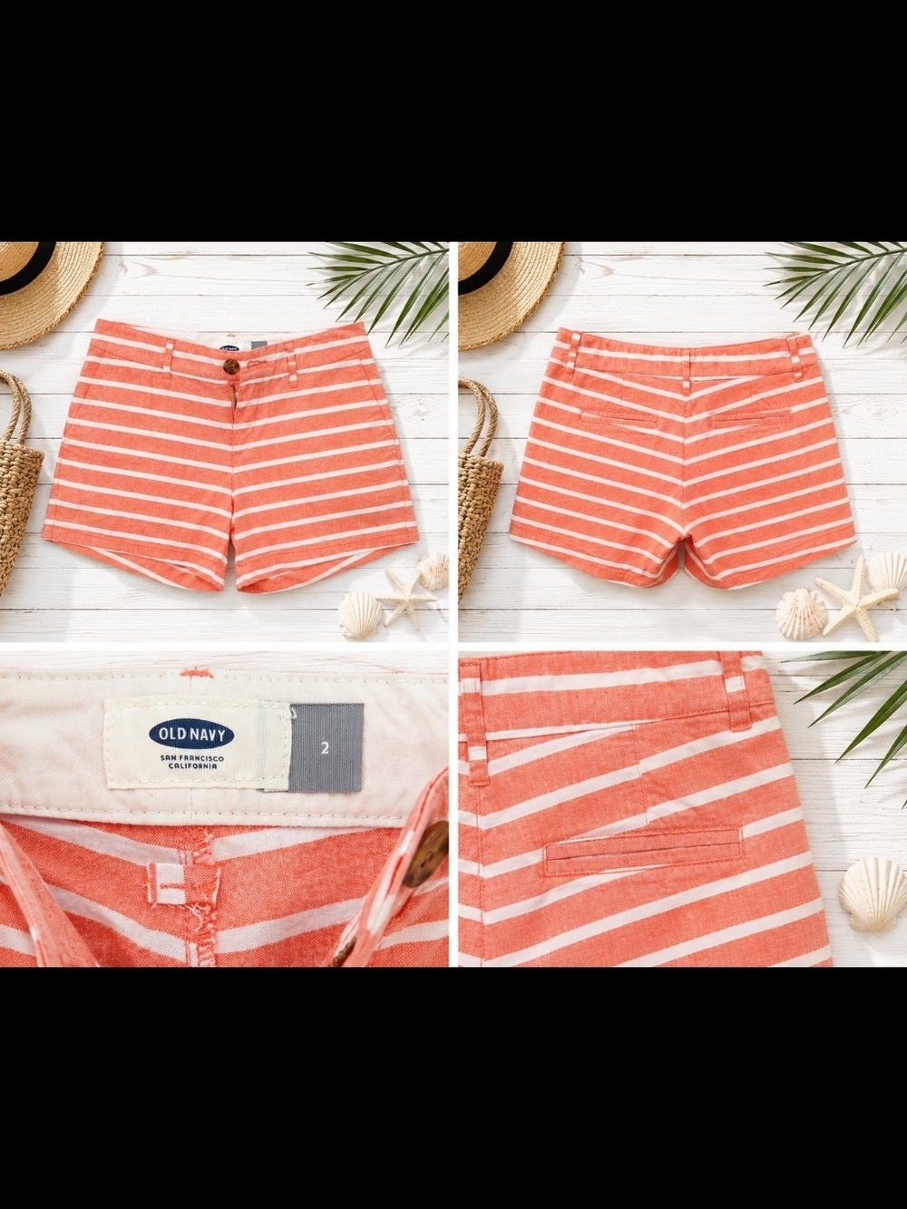 Old Navy Coral Stripe Women’s Cotton Shorts